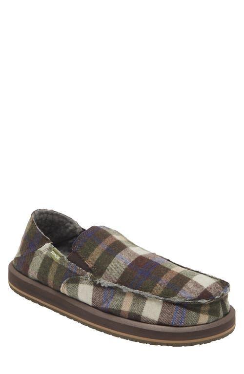 Sanuk Mens Sidewalk Surfer St Plaid Chill Fleece-Lined Slippers Product Image