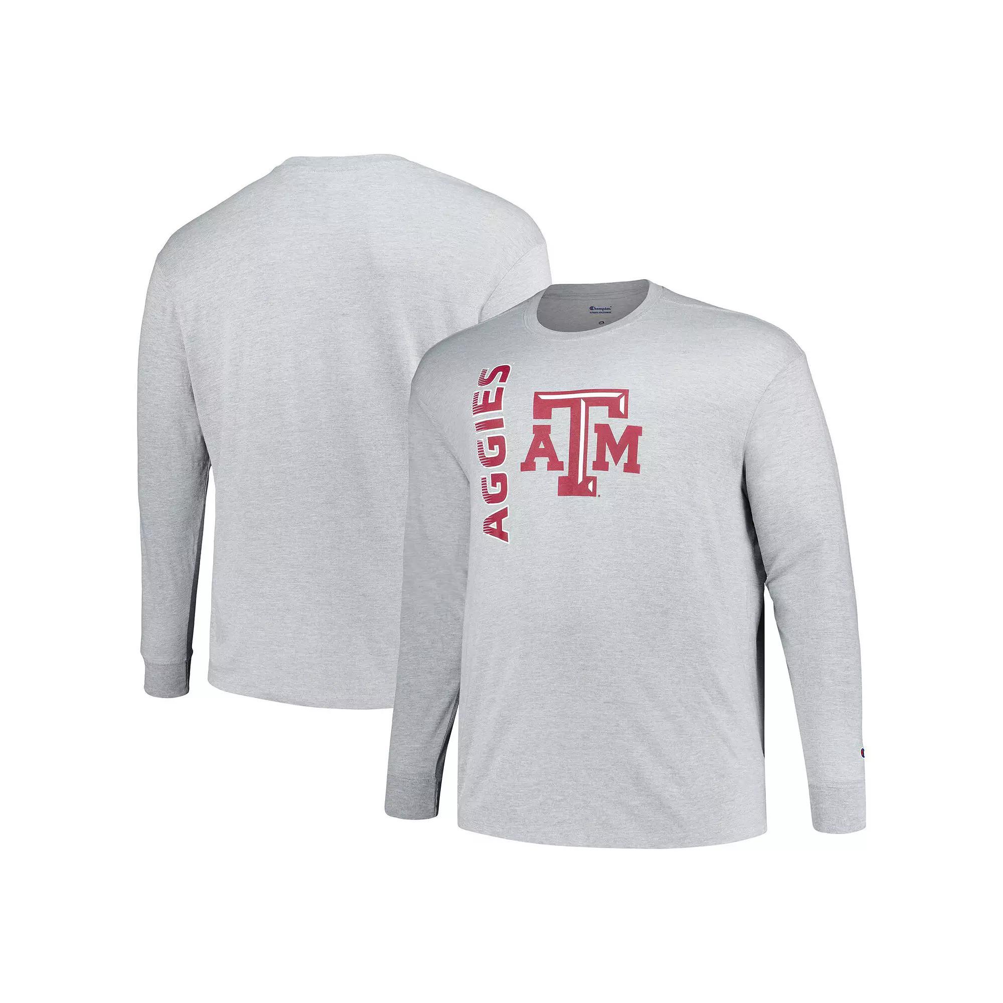 Men's Champion Heather Gray Texas A&M Aggies Big & Tall Mascot Long Sleeve T-Shirt,  Product Image