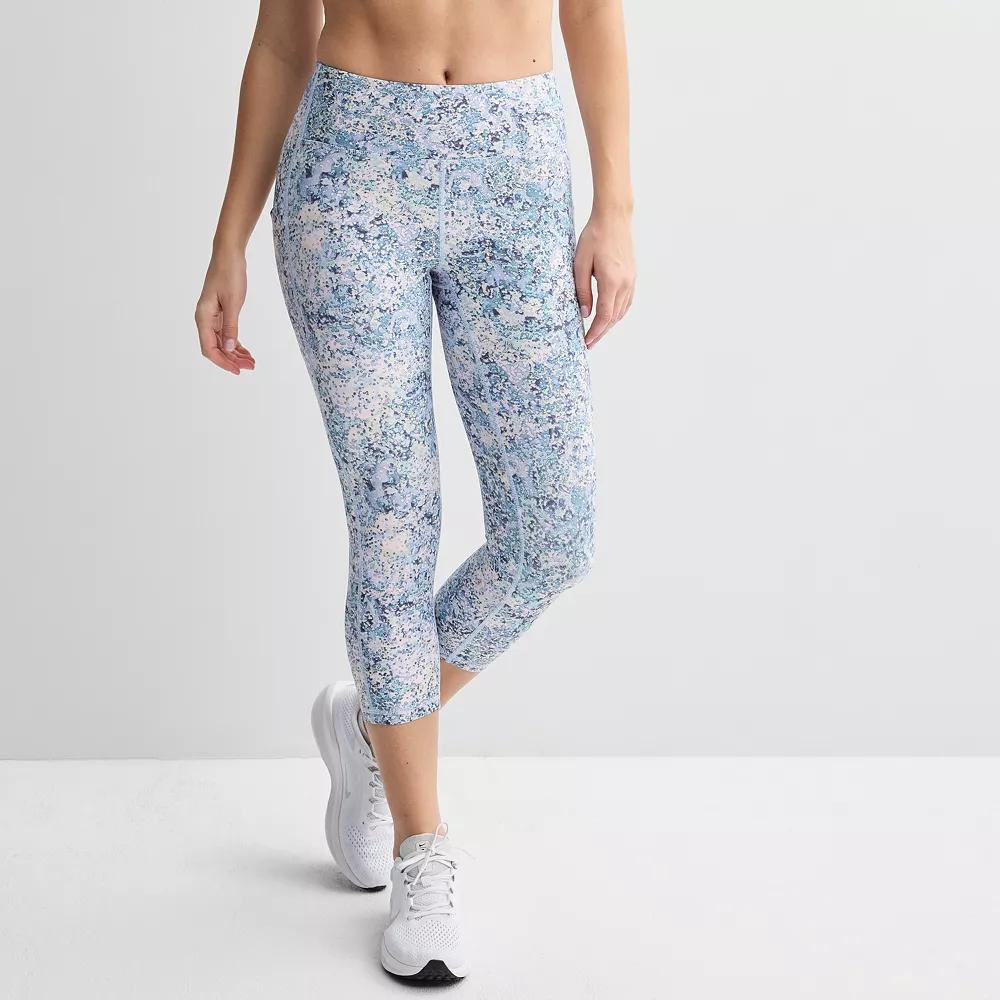 Women's Tek Gear® Ultrastretch Pocket High-Waisted Capri Leggings, Size: XL, Blue Spots Product Image