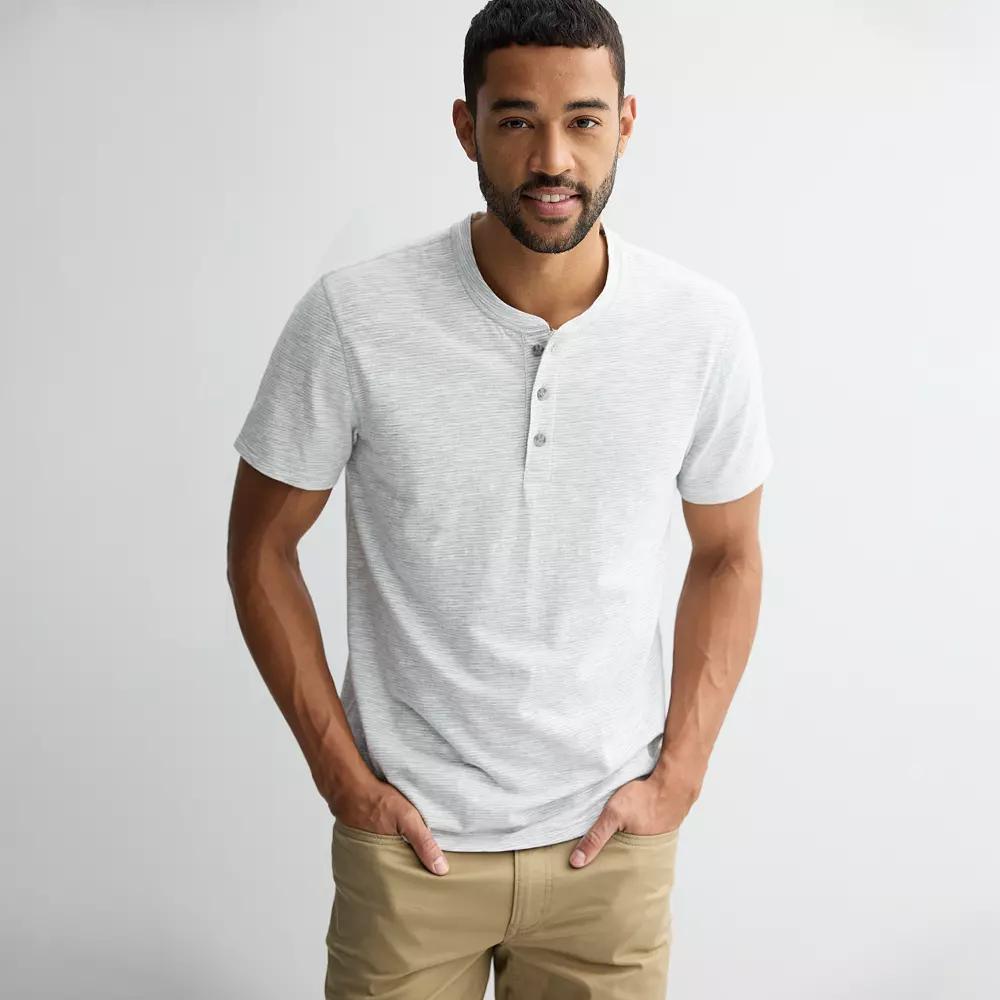 Men's Sonoma Goods For Life® Essential Short Sleeve Striped Henley T-Shirt,  Product Image