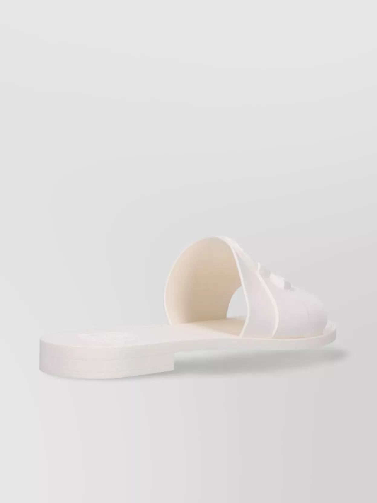 MONCLER White Slip On Sandals In Metallic Product Image