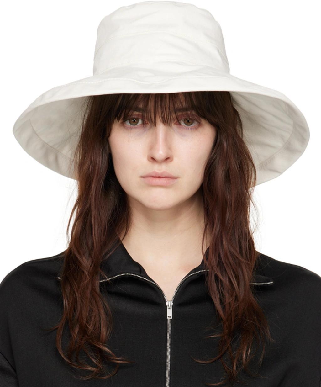 JIL SANDER White Bucket Beach Hat In 100 Optic White Product Image