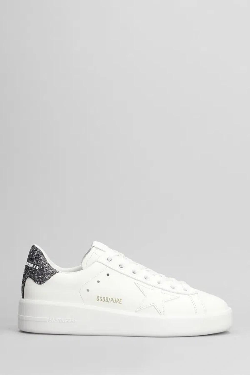 GOLDEN GOOSE Pure New Leather White Sneakers By The Italian Artisans In White-burgundy Product Image