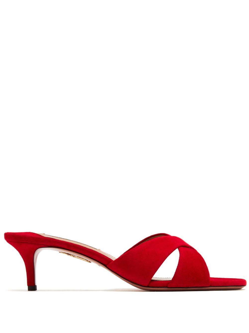 AQUAZZURA 50mm Divine Mules Lipstick In Red Product Image