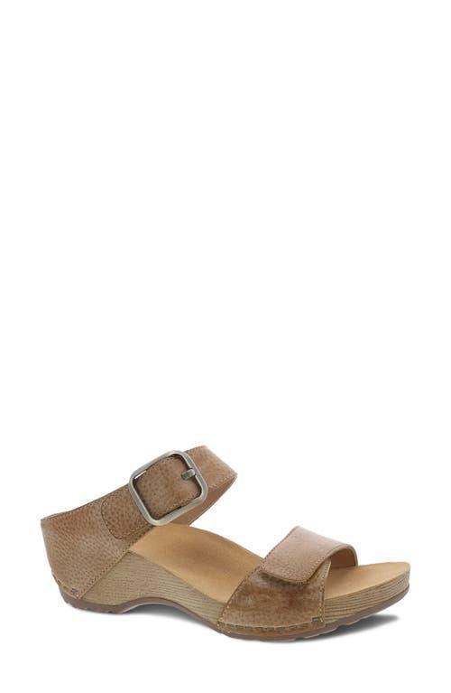 Dansko Tanya Burnished Leather Buckle Wedge Sandals Product Image