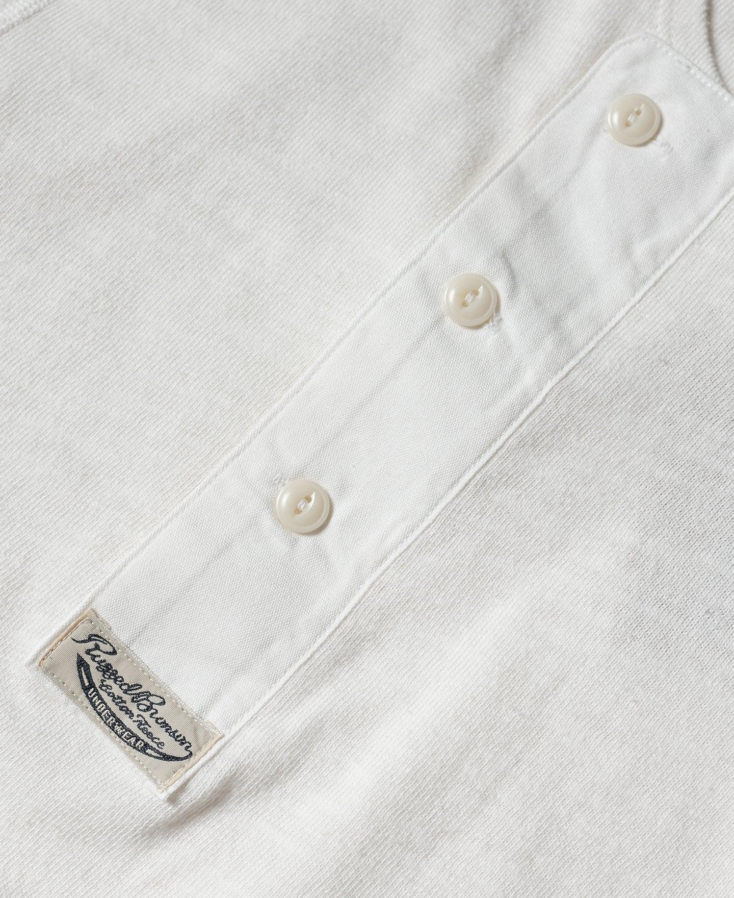 Side Closing Short Sleeve Henley T-Shirt - White Product Image