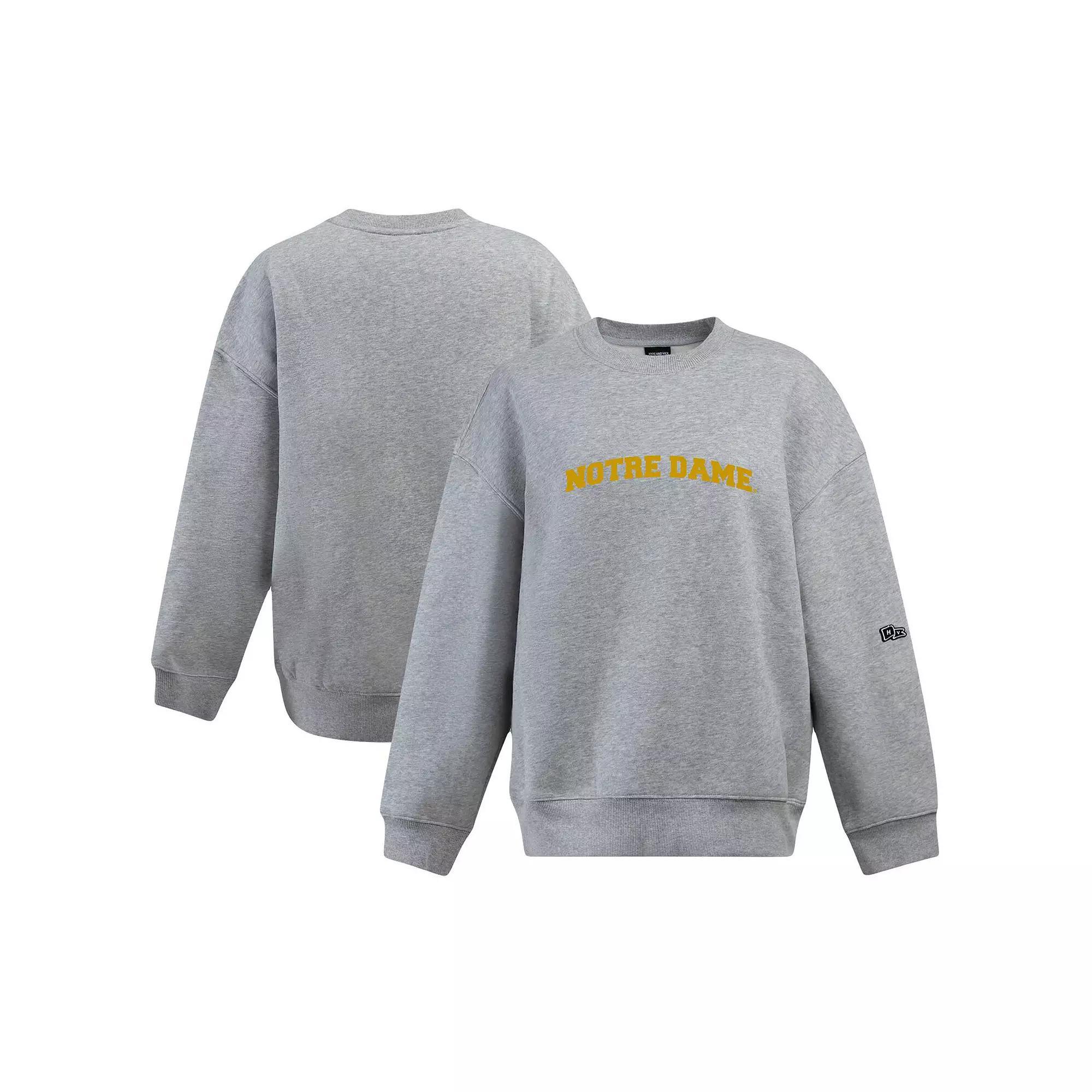 Women's Hype and Vice Heather Gray Notre Dame Fighting Irish Offside Pullover Sweatshirt,  Product Image
