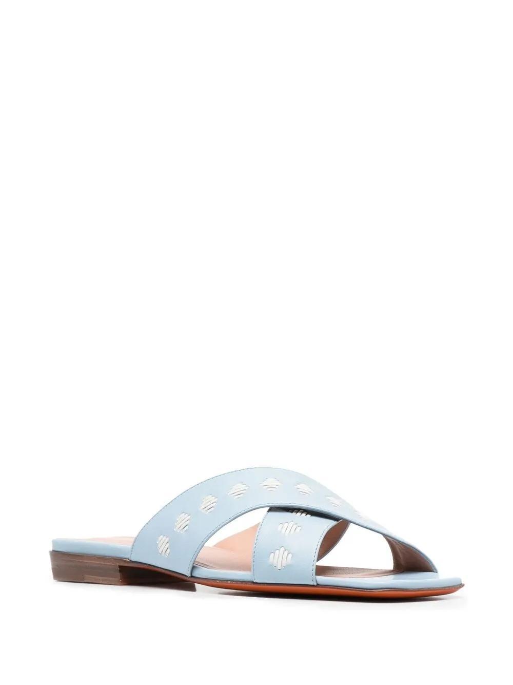 SANTONI Crossover Straps Sandals In Blue Product Image