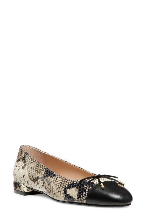 Sleek Snake-Print Bow Ballerina Flats Product Image