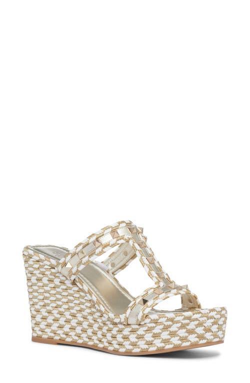 Womens Rockstud Silk Torchon Wedge Sandals 90mm Product Image