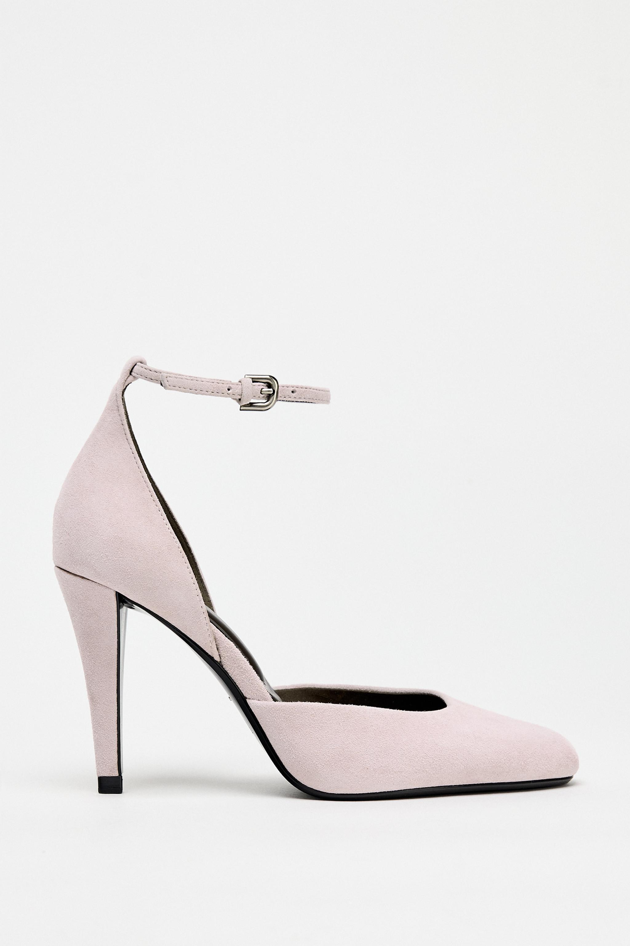 SUEDE ANKLE STRAP HEELS Product Image