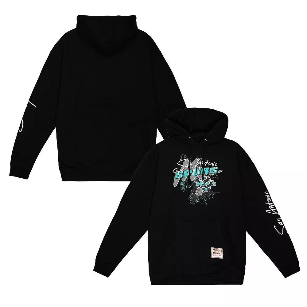 Men's Mitchell & Ness  Black San Antonio Spurs Hardwood Classics Hyper Hoops Pullover Hoodie, Size: XL Product Image