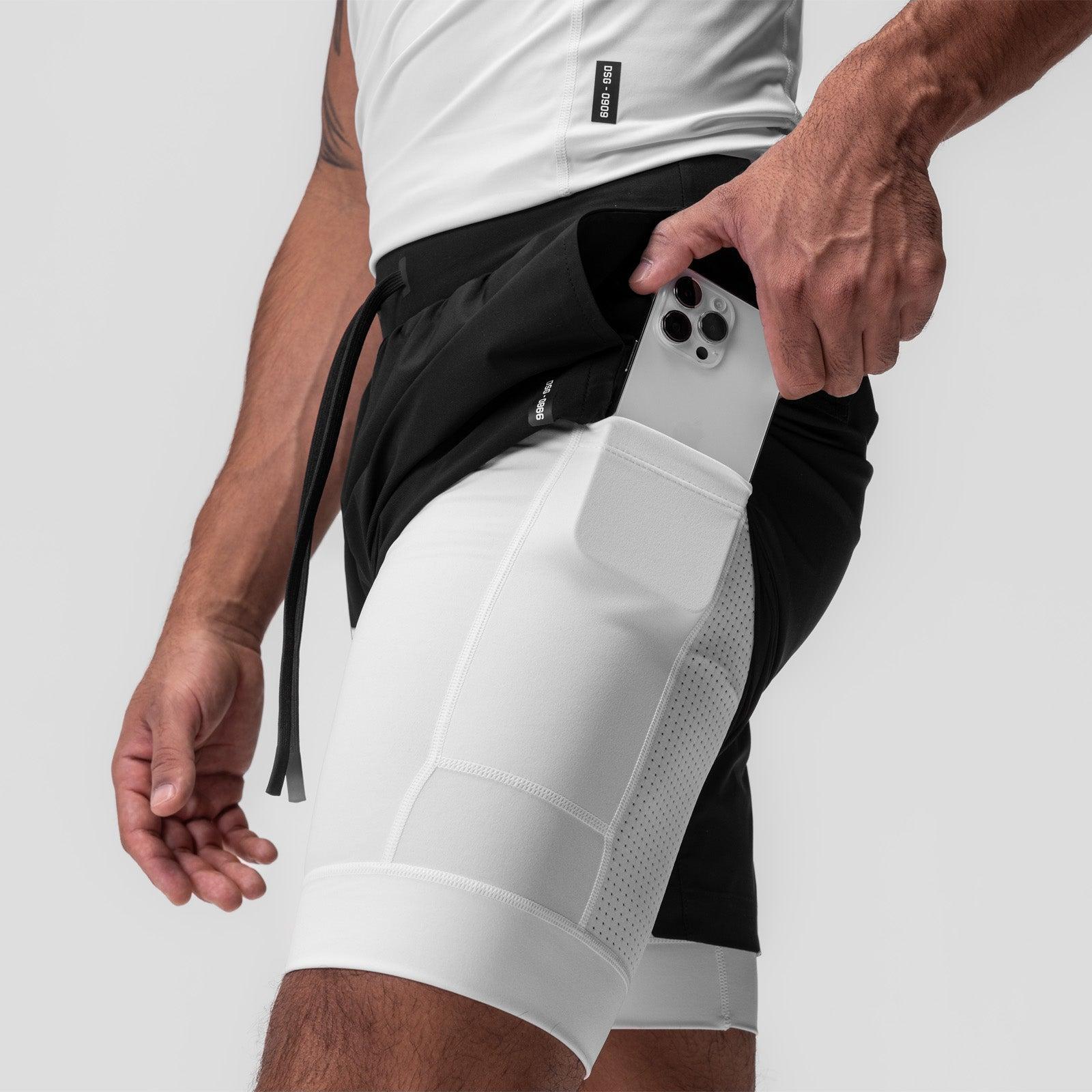 0866. Tetra-Lite® 7" Liner Short - Black "Cyber"/White Male Product Image