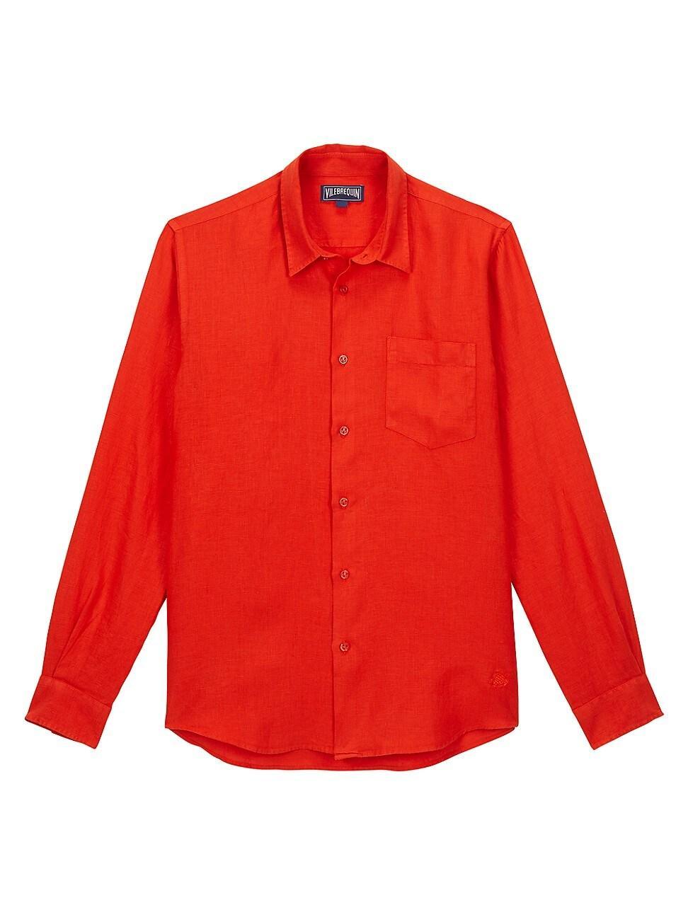 Mens Long-Sleeve Linen Shirt Product Image