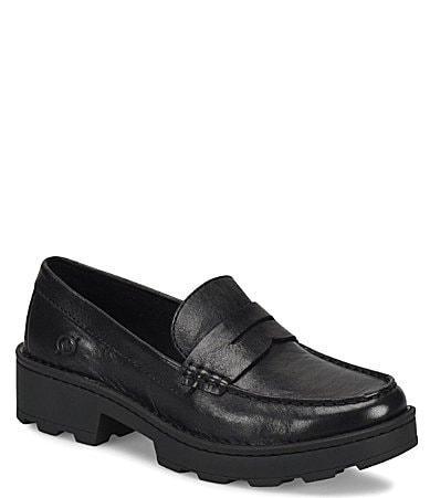 Born Carrera Leather Lug Sole Platform Penny Loafers Product Image