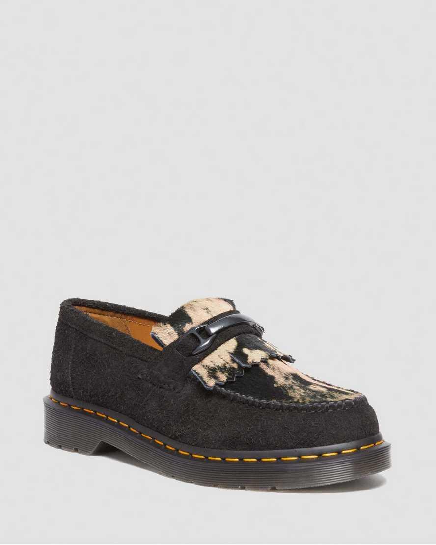 DR. MARTENS' Adrian Snaffle Hair-on Loafer In Black Long Napped Su Product Image