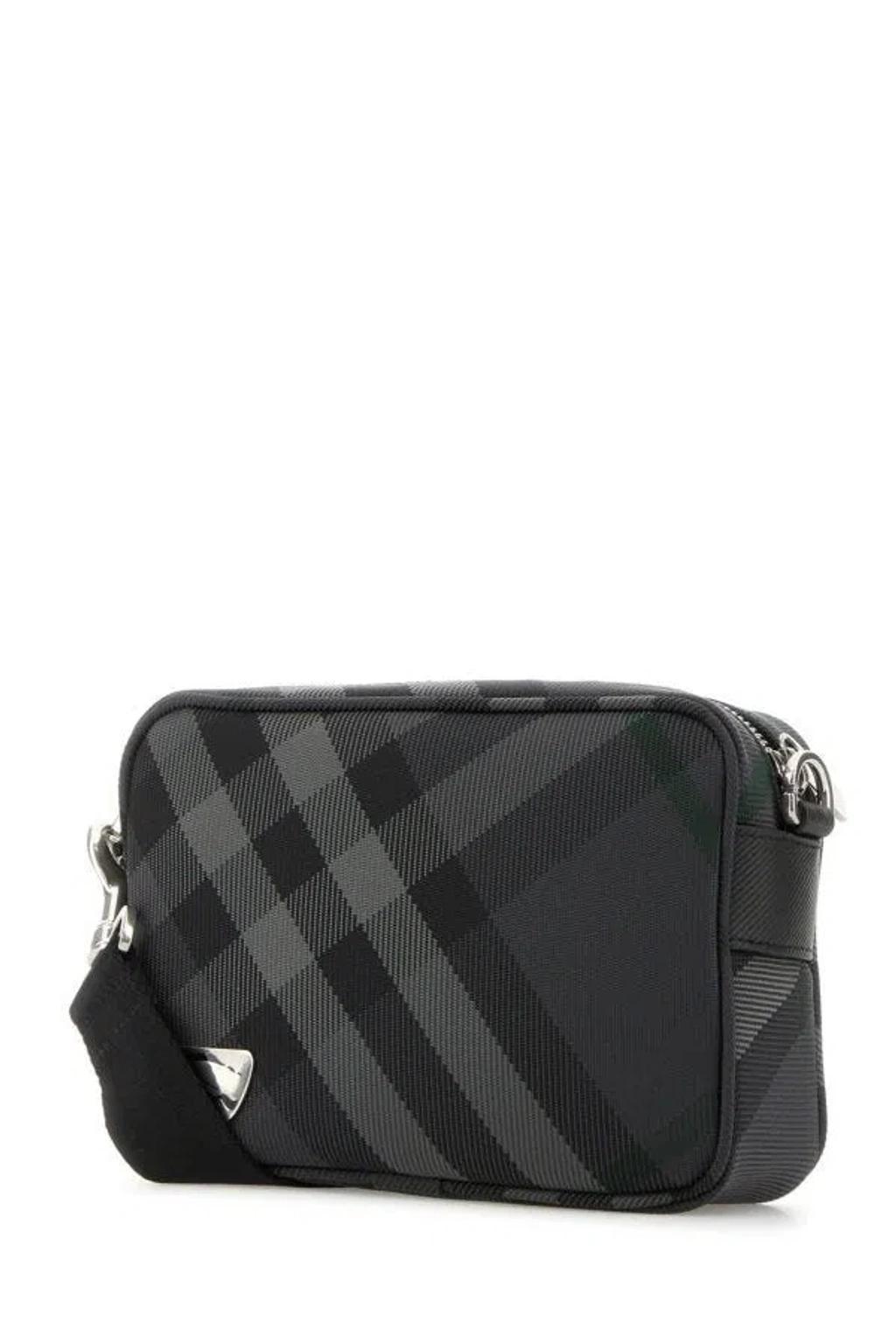 BURBERRY Men Embroidered Cavnas Grid Crossbody Bag In Multicolor Product Image