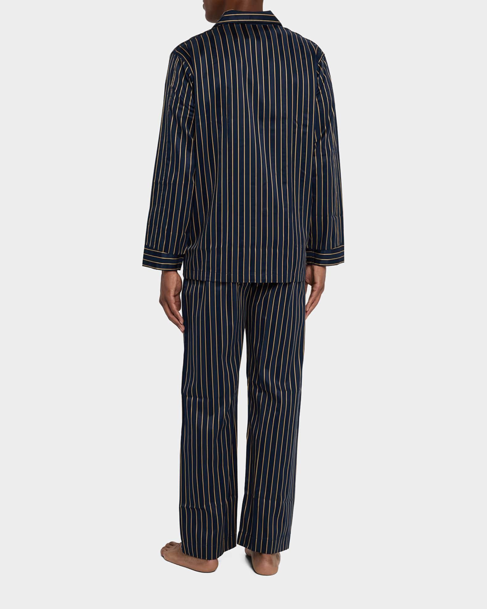 Men's Royal Satin Stripe Long Pajama Set Product Image