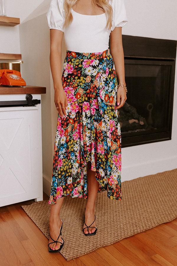 Only Sunshine Floral Skirt In Black Product Image