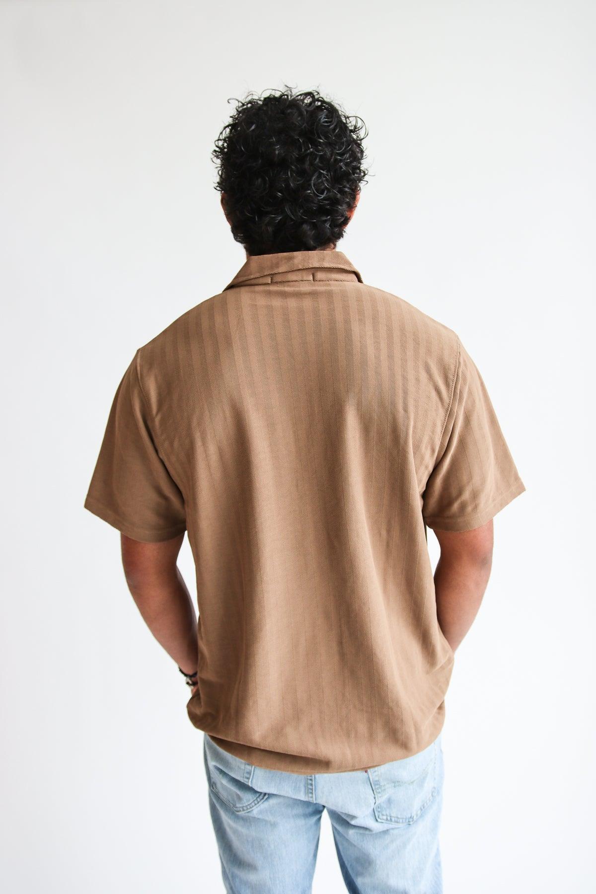 Micro Herringbone Knit Button Up Shirt Product Image