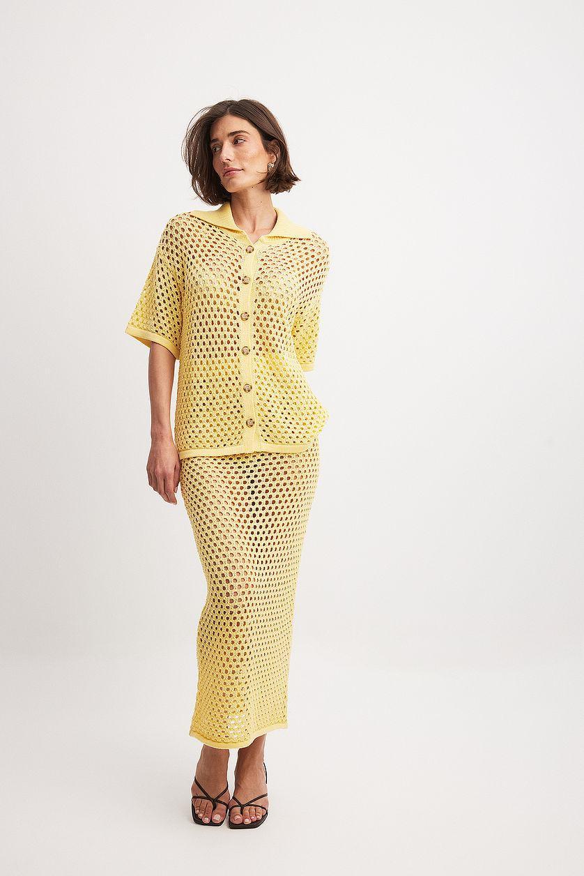 Hole Knitted Maxi Skirt Product Image