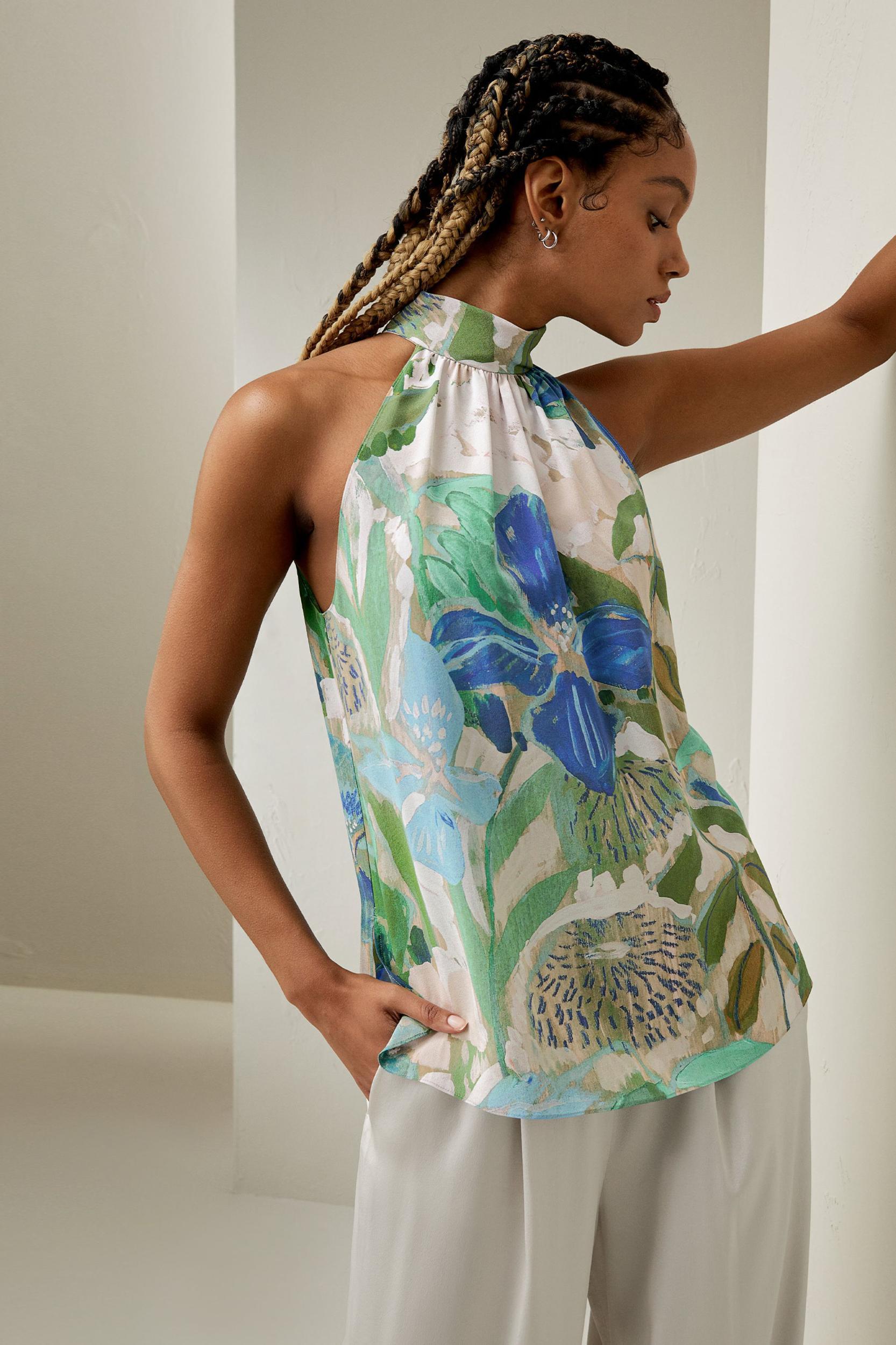 Praslin Mock Neck Silk Top Product Image