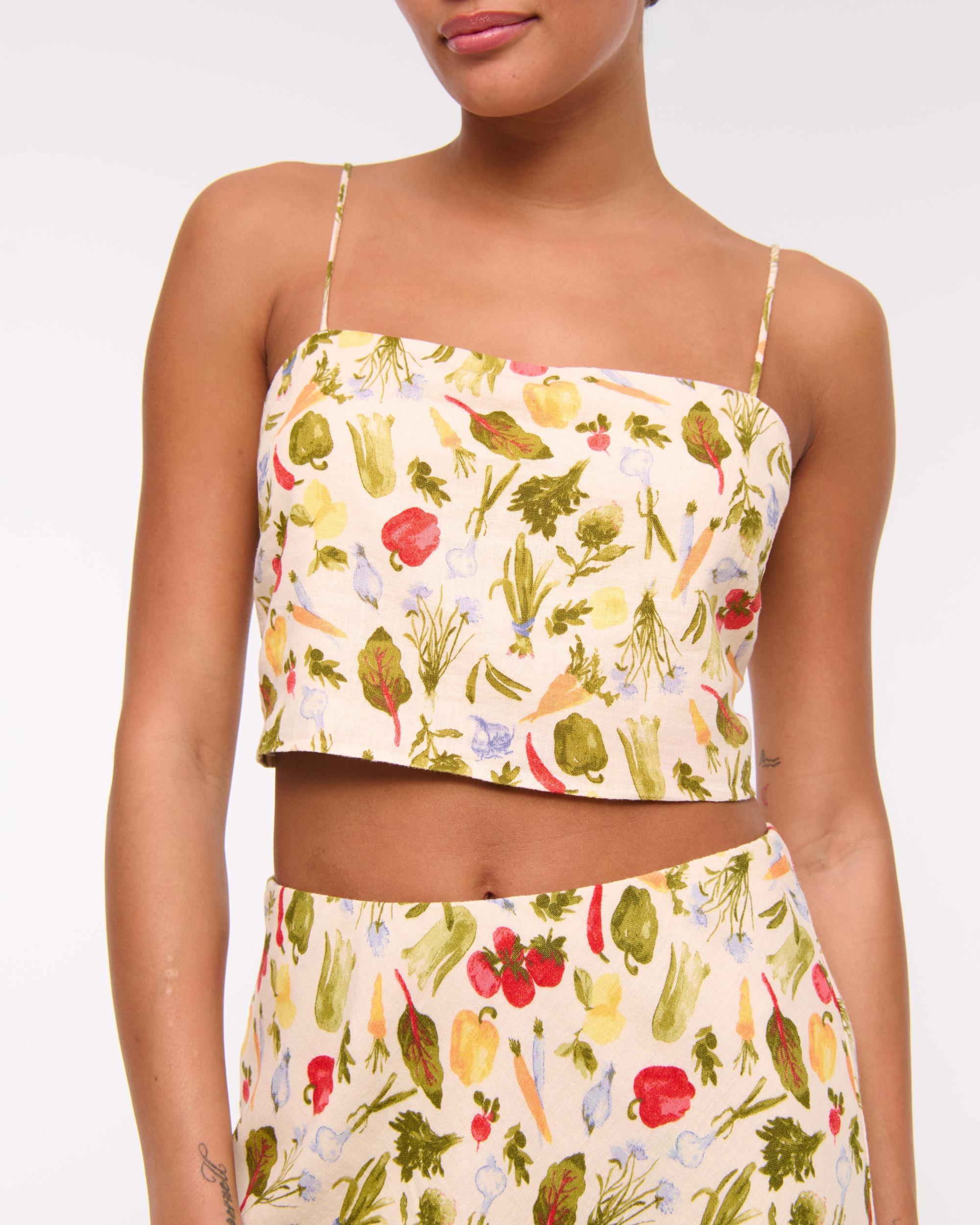 Cropped Linen-Blend Cami Product Image