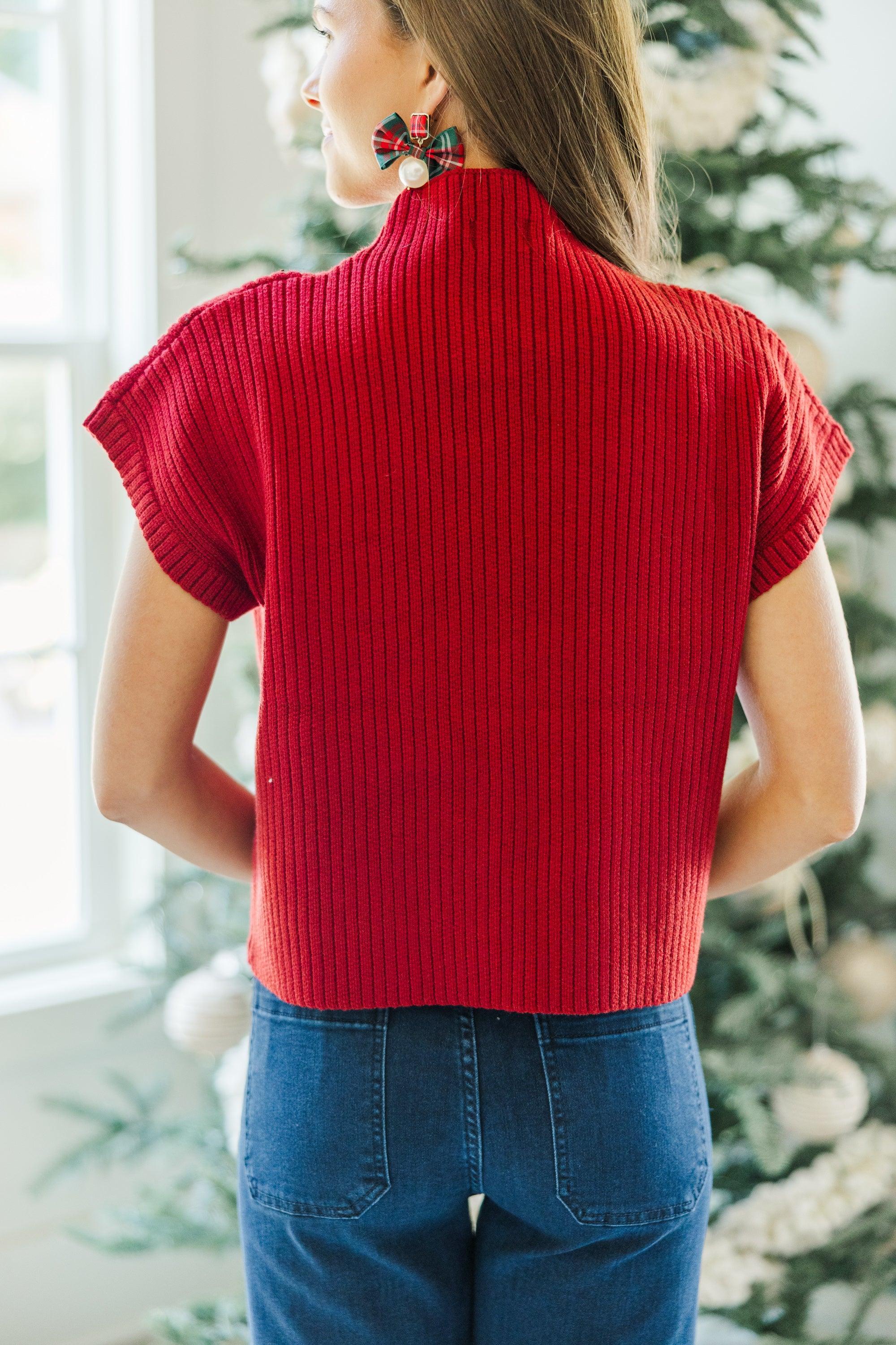 See You There Red Short Sleeve Sweater Female Product Image