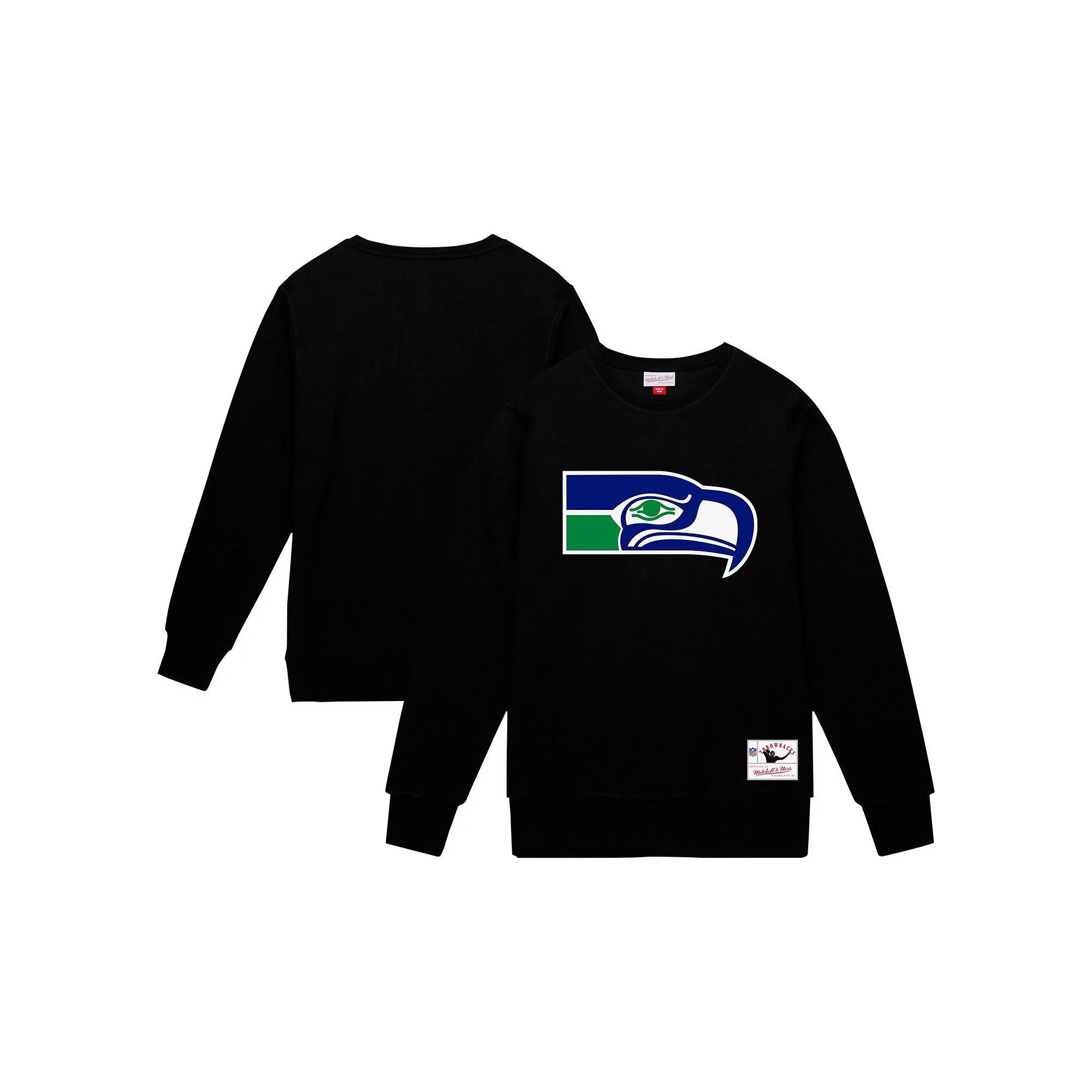 Men's Mitchell & Ness Black Seattle Seahawks Basic Fleece Pullover Sweatshirt, Size: Medium Product Image