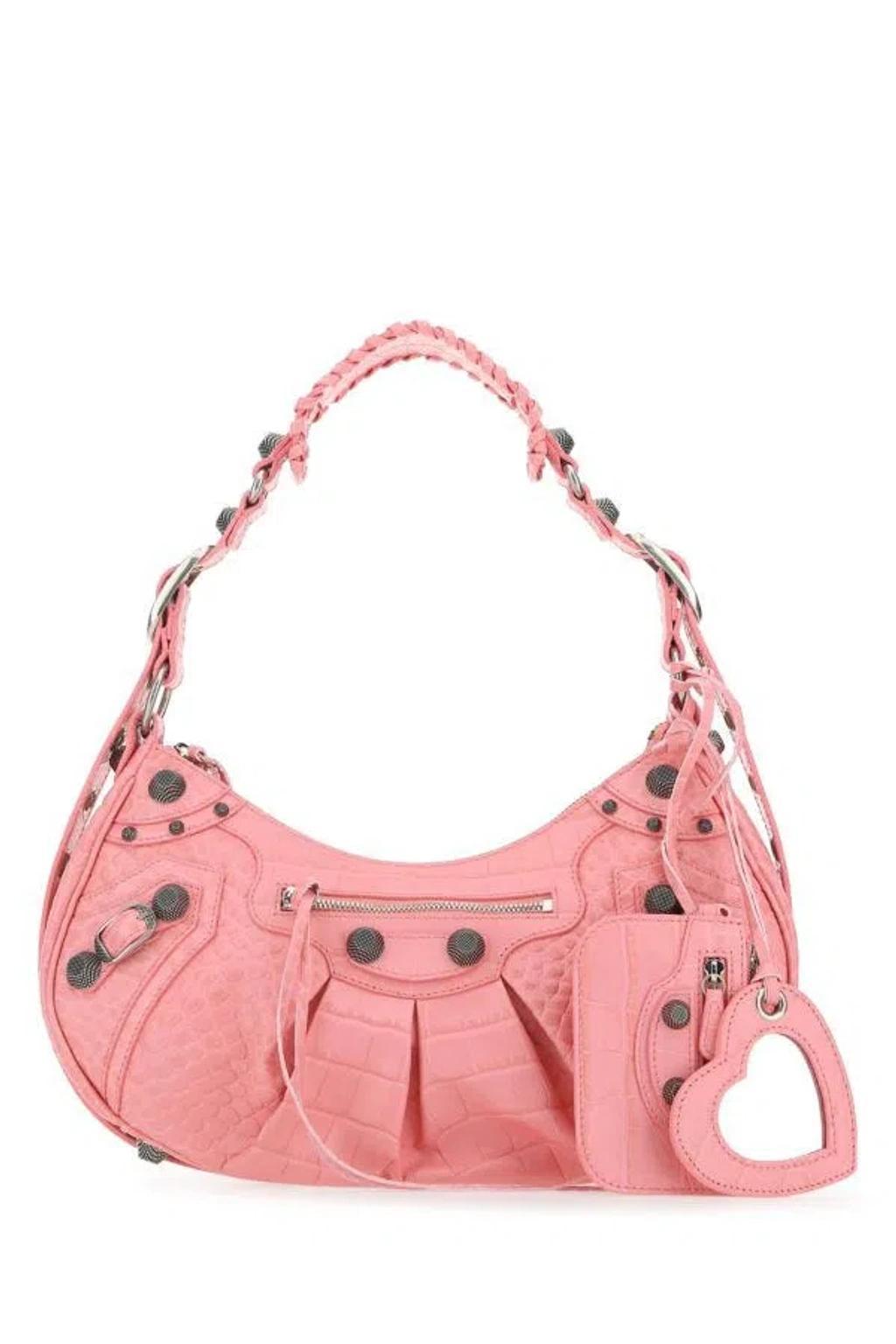 BALENCIAGA Woman Pink Leather Le Cagole S Shoulder Bag Product Image