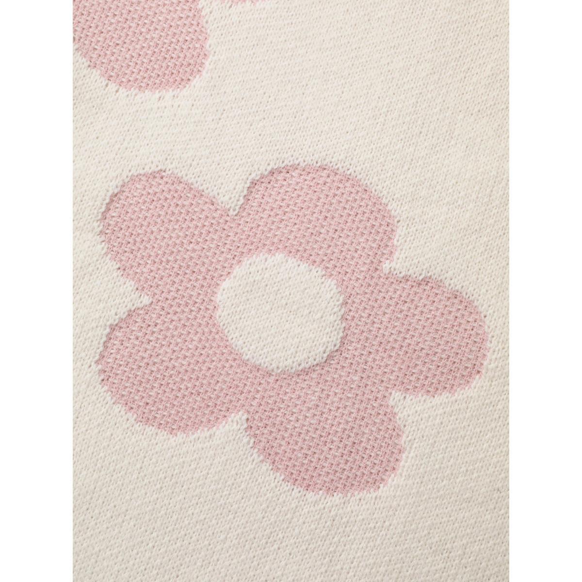 Plus Size Round Neck Floral Pattern Pullover Ivory Women Casual Loose Long Sleeve Round Neck Everyday Pullovers BloomChic 30/6X Product Image