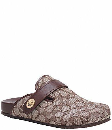 COACH Mens Signature Logo Jacquard and Leather Clogs Product Image