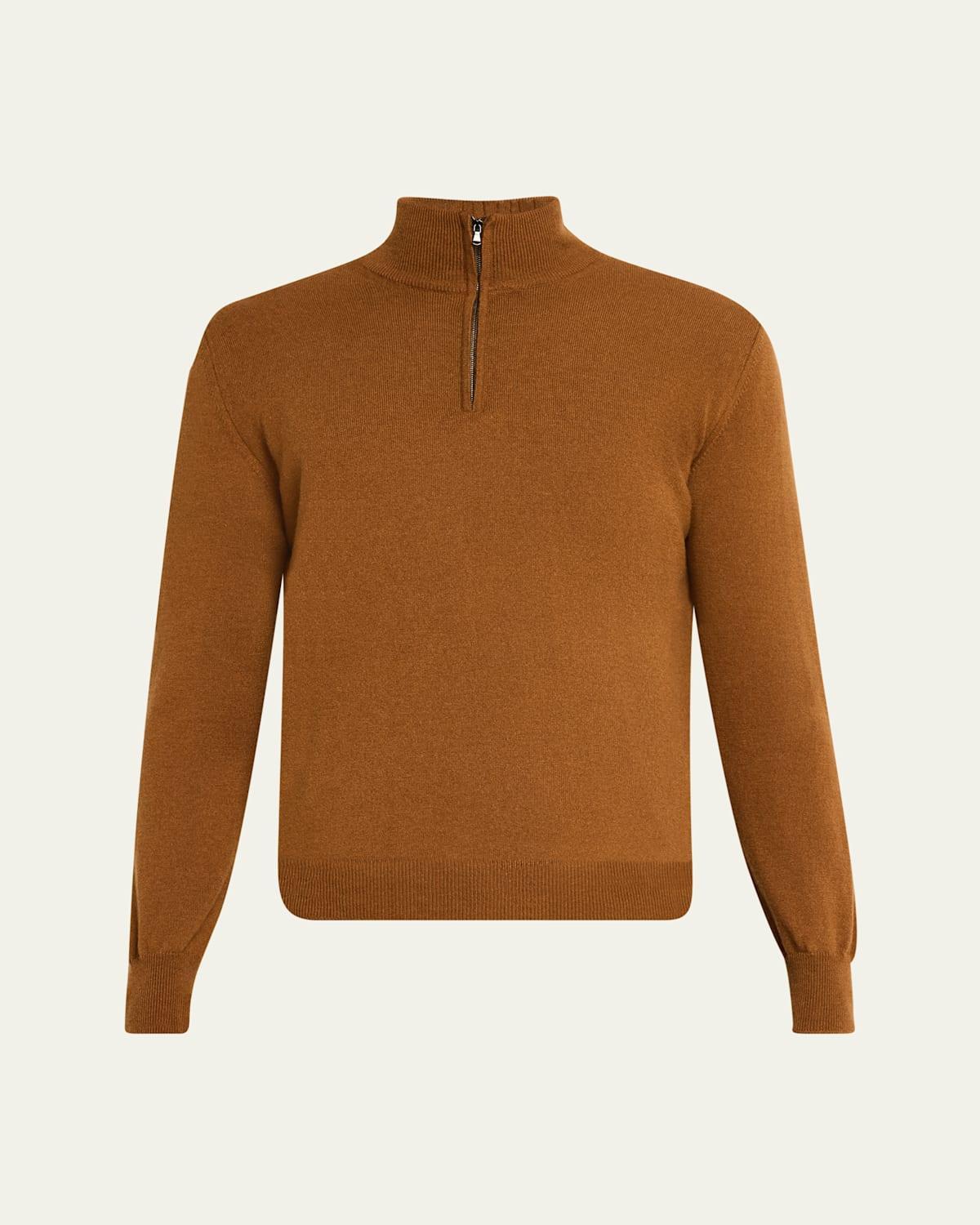 Mens Solid Cashmere Quarter-Zip Sweater Product Image