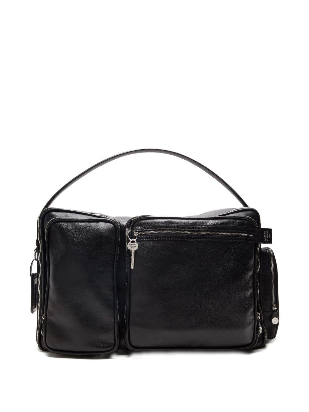 zip-fastening leather shoulder bag Product Image