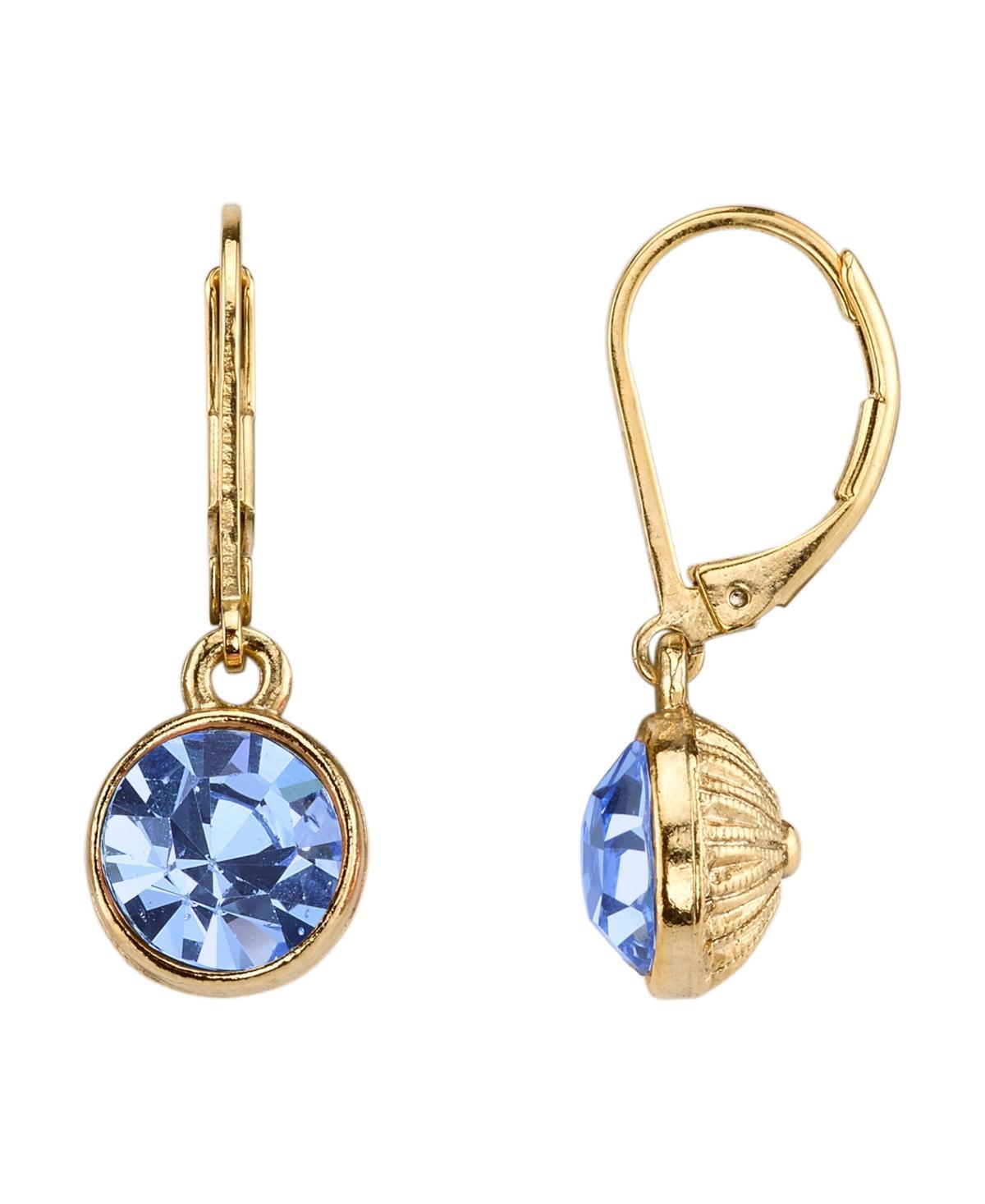 1928 Round Faceted Stone Drop Earrings, Womens, Blue Product Image