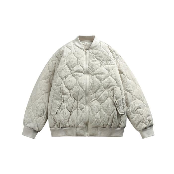 Drop Shoulder Embroidered Padded Bomber Jacket Product Image