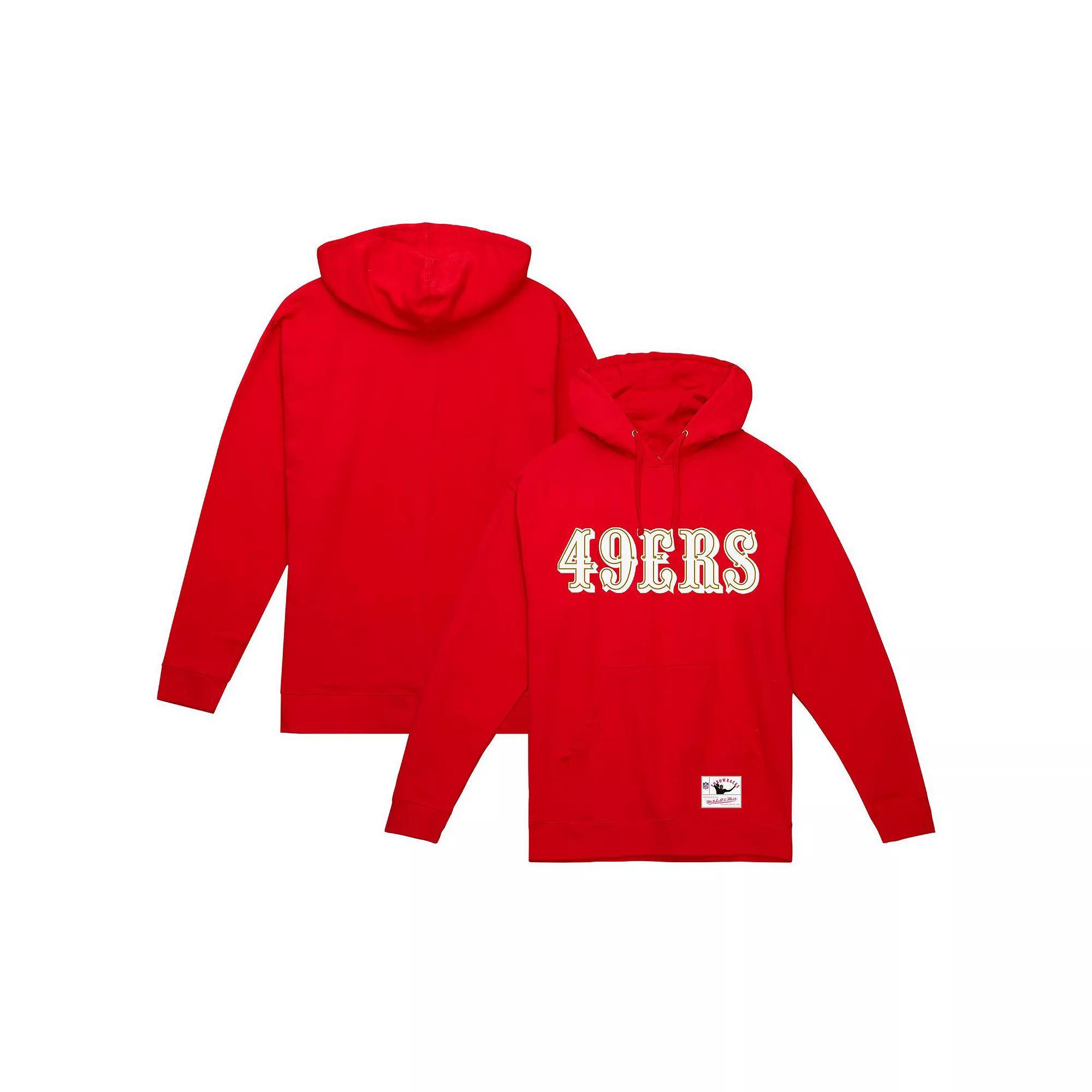 Men's Mitchell & Ness Scarlet San Francisco 49ers Team Wordmark Vintage Pullover Hoodie,  Product Image