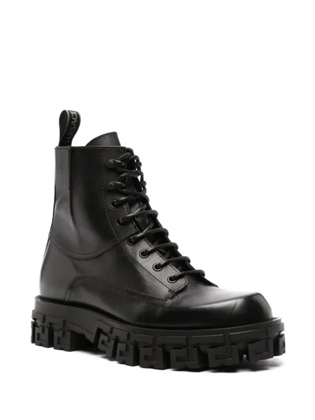 VERSACE Greek Boots Portico In Black Product Image