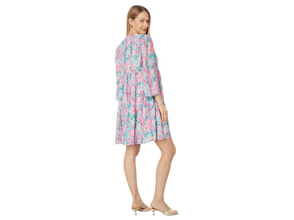 Lilly Pulitzer 3/4 Sleeve Martine Dress Seaweed Samba) Women's Dress Product Image