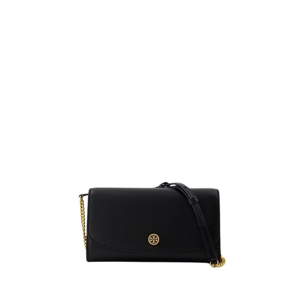 TORY BURCH Robinson Wallet On Chain -  - Leather - Black Product Image