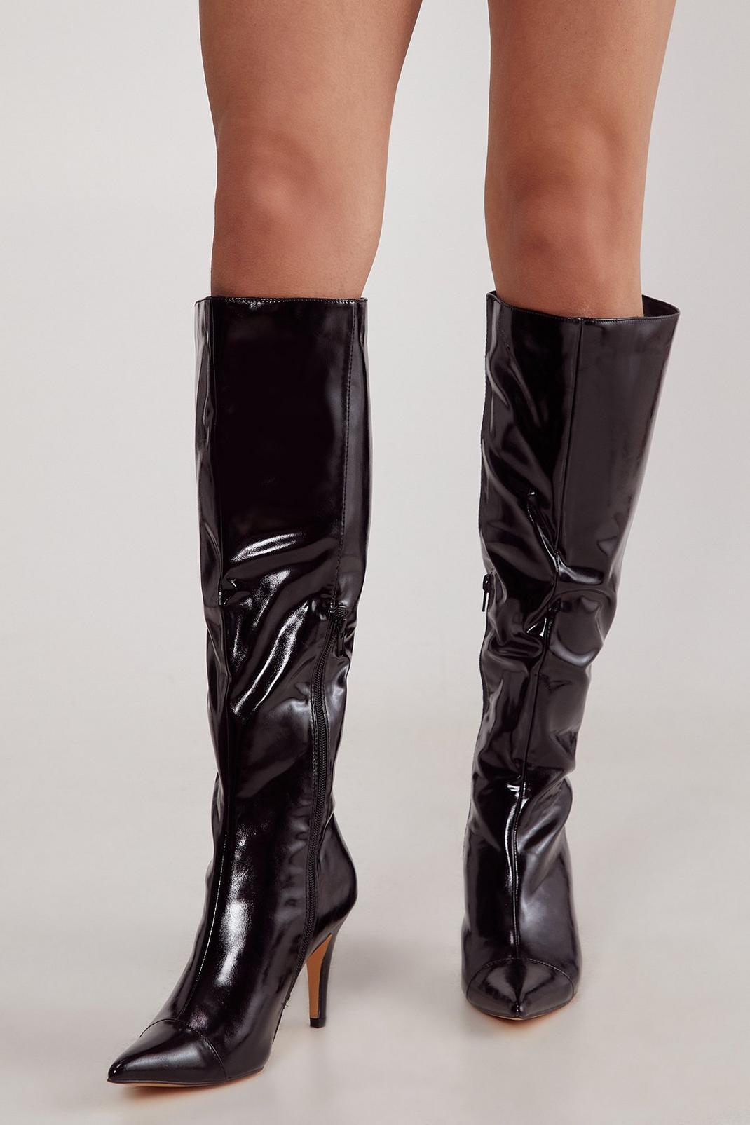 Faux Leather Knee High Pointed Boot Product Image