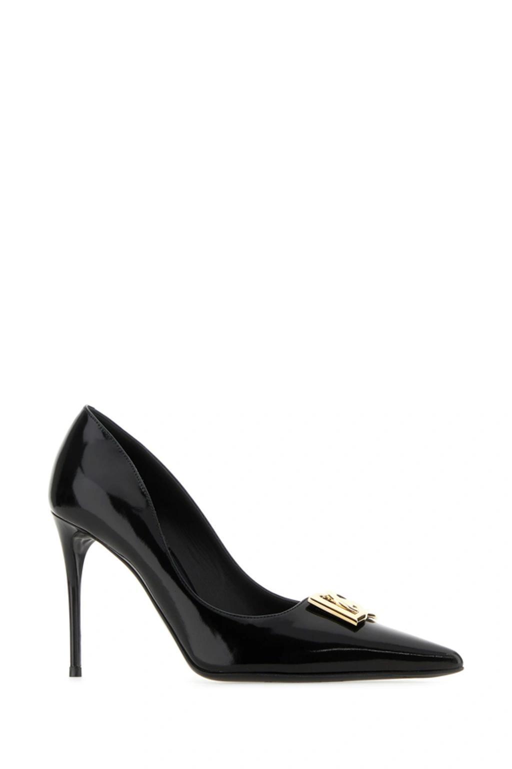 DOLCE & GABBANA Italian Heel Pointed Leather Pumps In Black Product Image