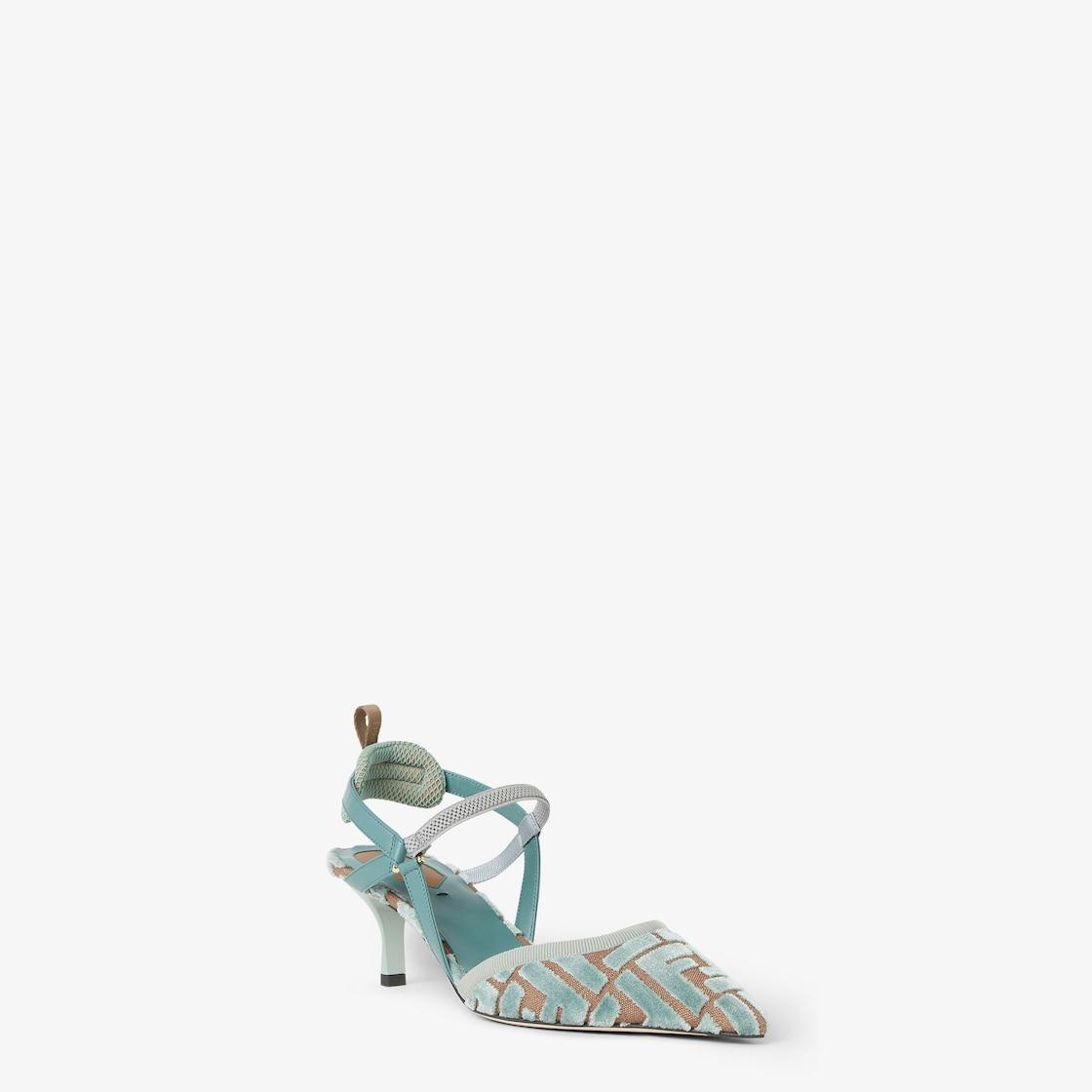 Colibrì LiteMedium-heeled slingbacks in light blue FF fabric Product Image