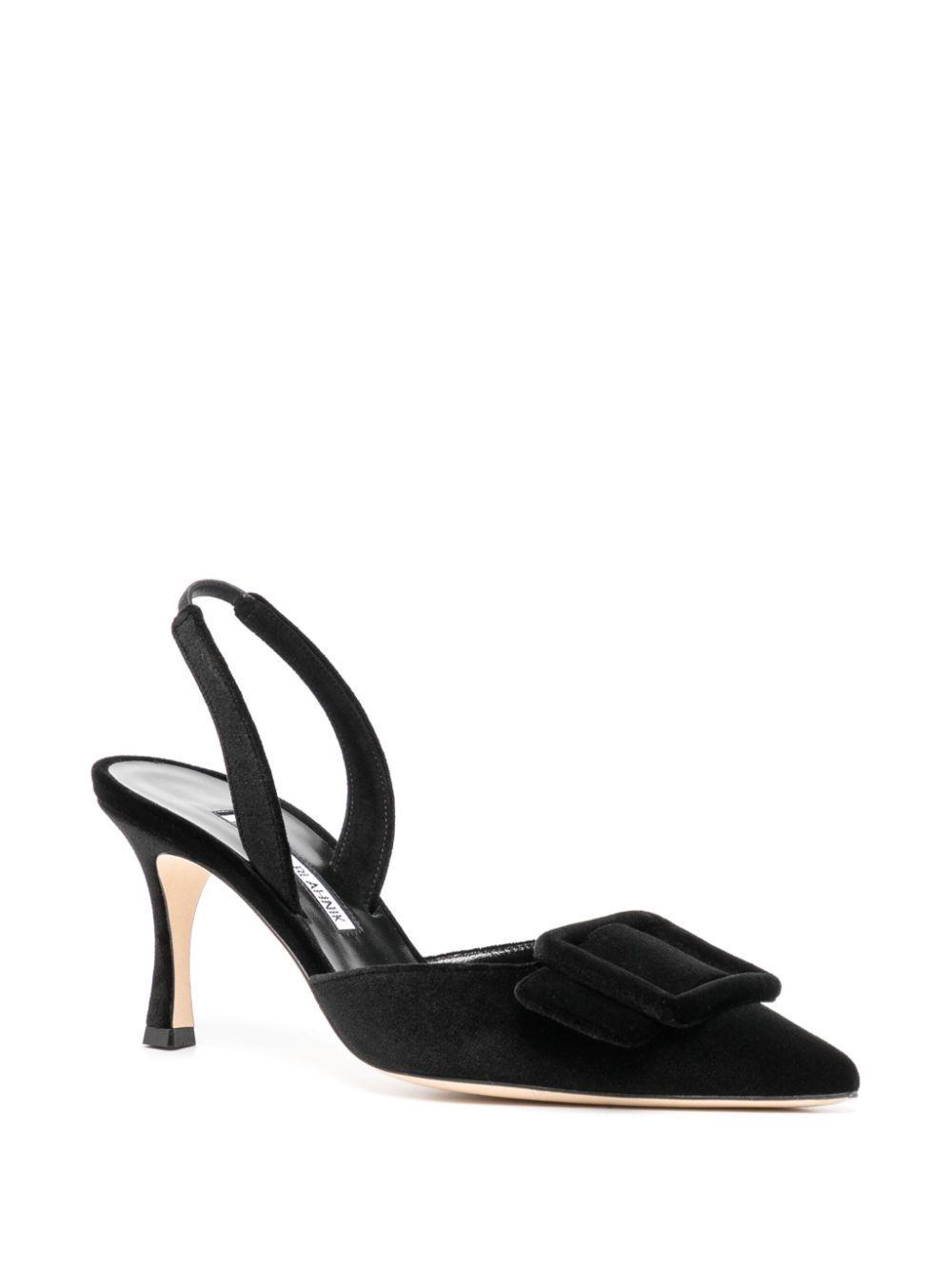 MANOLO BLAHNIK 70mm Maysli Suede Slingback Pumps In Black Product Image