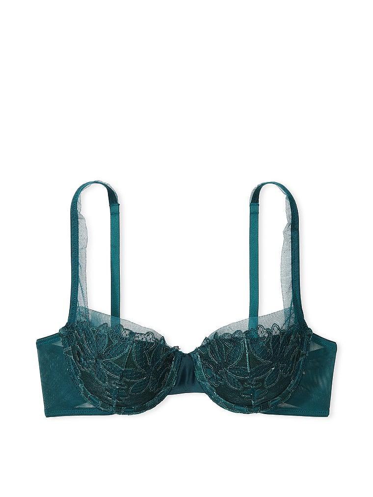 Velvet Ziggy Glam Floral Embroidery Lightly Lined Balconette Bra Product Image