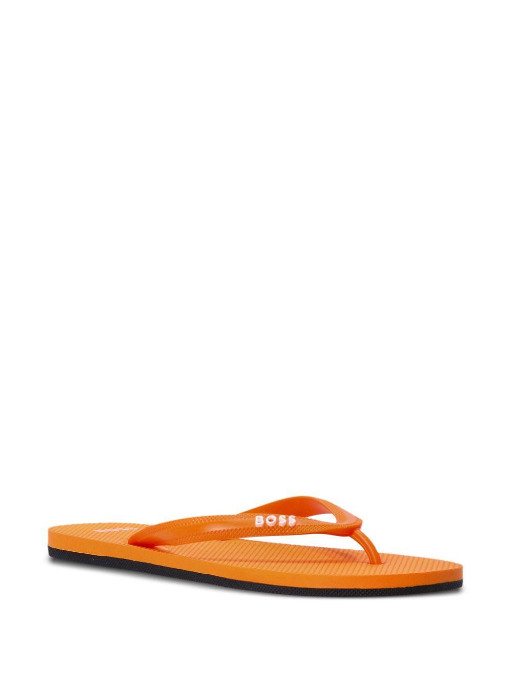 HUGO BOSS Logo-appliqué Flip Flops In Orange Product Image