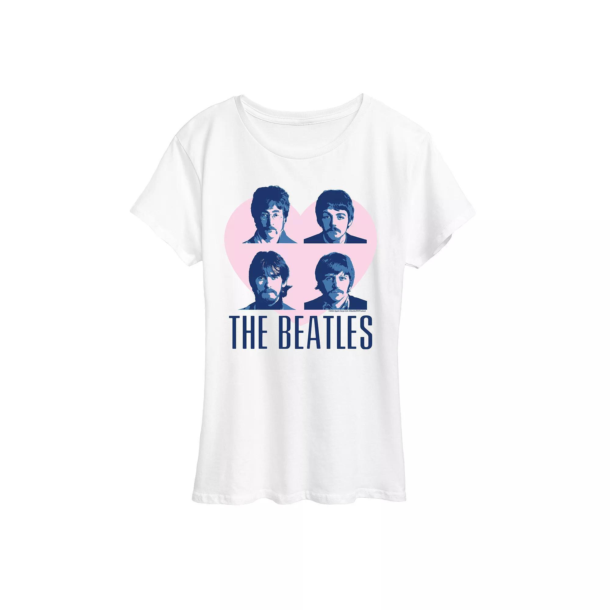 Women's The Beatles Heart Graphic Tee, Size: Medium, White Product Image