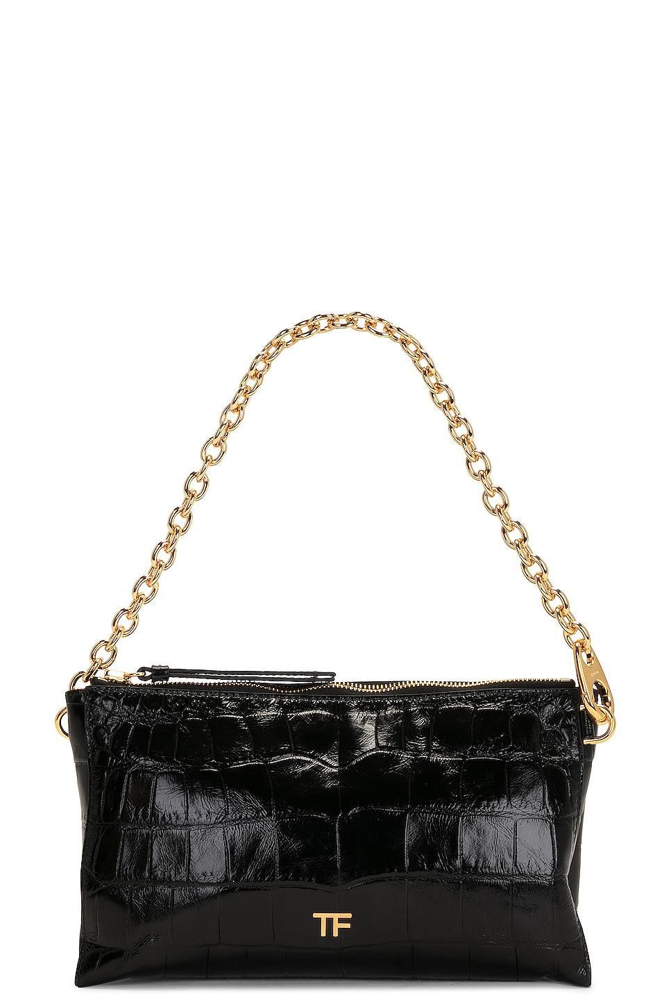 TOM FORD Croc Stamped Carine Clutch Black.. Product Image