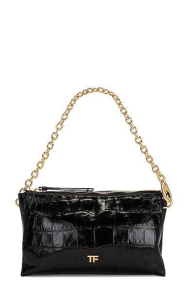 TOM FORD Croc Stamped Carine Clutch Black.. Product Image