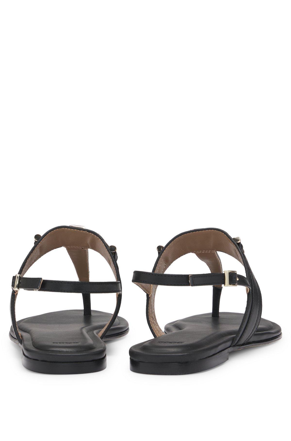 Leather sandals with metallic Double B monogram Product Image